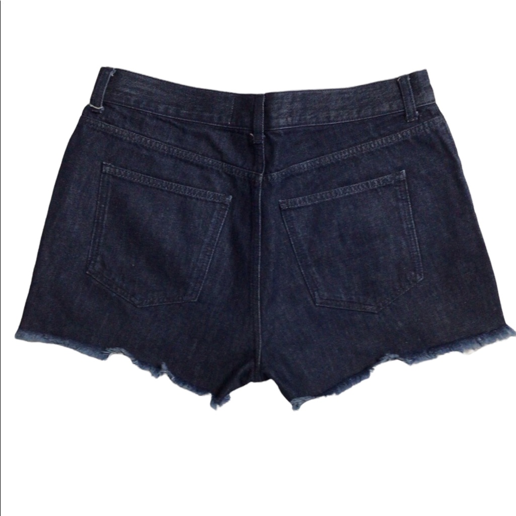 Marques'almeida X Topshop Dark Wash Frayed Hem Denim Shorts Size 6 — image 2 of 8